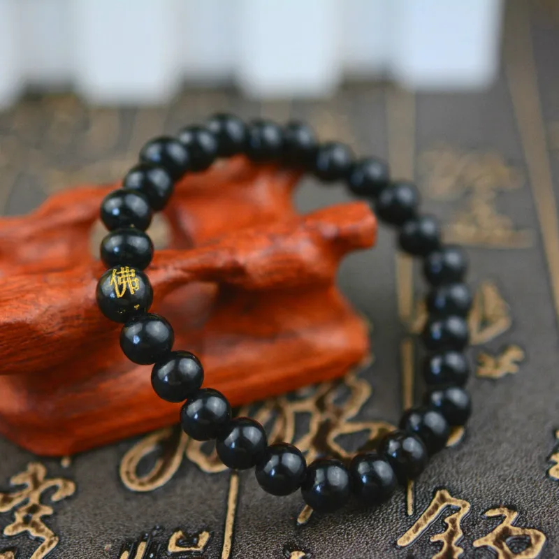 Simple Red/Green/Black Sandalwood 8mm Carved Buddha Dumpy Buddha Bracelet Handmade Classical Lucky Beaded Accessories