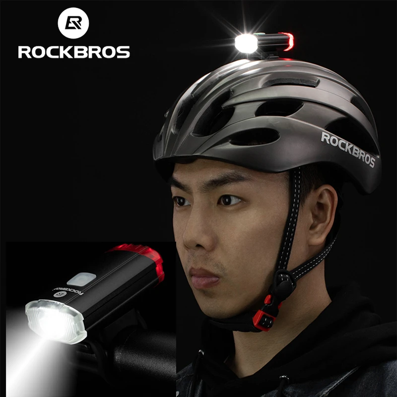 ROCKBROS Luz 2 1 para bicicleta, luz de seguridad faro delantero para casco de montaña, recargable por USB|Luz de bicicleta| - AliExpress
