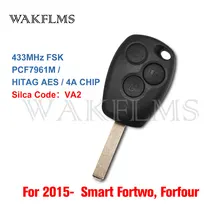 Para MERCEDES-BENZ Smart Fortwo Forfour 2015 + Chip de 433MHz PCF7961M 4A VA2 3 Botões Cabeça Remota Chave Do Carro Fob