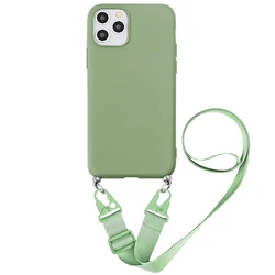 Crossbody Silicone Necklace Lanyard Strap Phone Case Cover for Redmi Note12 Pro 4G (Guo green)