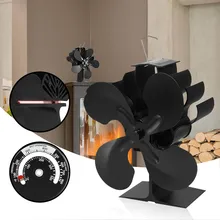 New Black Fireplace Fan 4 Blade Heat Powered Stove Fan Log Wood Burner Eco Friendly Quiet Fan Home Heat Distribut Eco Friendly