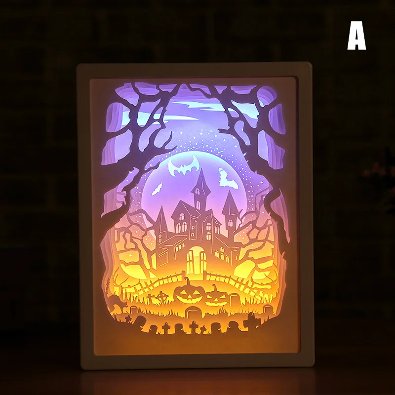 Художественное украшение 3D Бумага резьба свет лампа светодиодный подарок для дома Спальня прикроватная QJS магазин - Цвет абажура: a