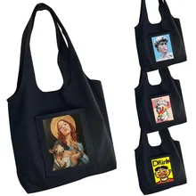 Bags for Women Canvas Bag Portable One-shoulder Shopping Bag Animated Beauties Printed Side Pockets Handbags Storage Tote Bag
