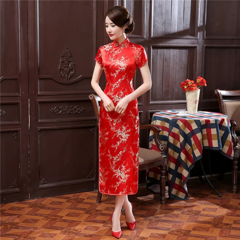 Китайское традиционное платье cheongsam женский подиум длинный cheongsam размера плюс среднего возраста и пожилых людей тонкий моды cheongsam юбка - Цвет: style 1