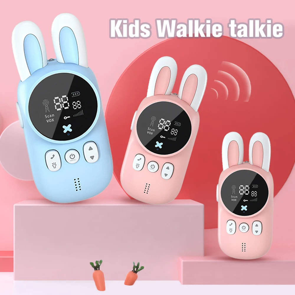 Mini Walkie Talkie de conejo para niños, Radio bidireccional, rango de habla de 1-3 km, PMR, para Camping/familia/regalo para niños, 3 uds.