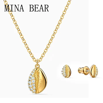 

High-quality SWA fashion SHELL PAVE pendant, shiny and charming shell decoration Necklace Give girlfriend a holiday gift