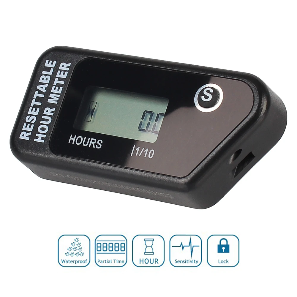 Engine Hour Meter Wireless Hour Meter For Engines - Vibration-Activated,  Waterproof, Tracks Total & Resettable Hours Motor Operation Counter