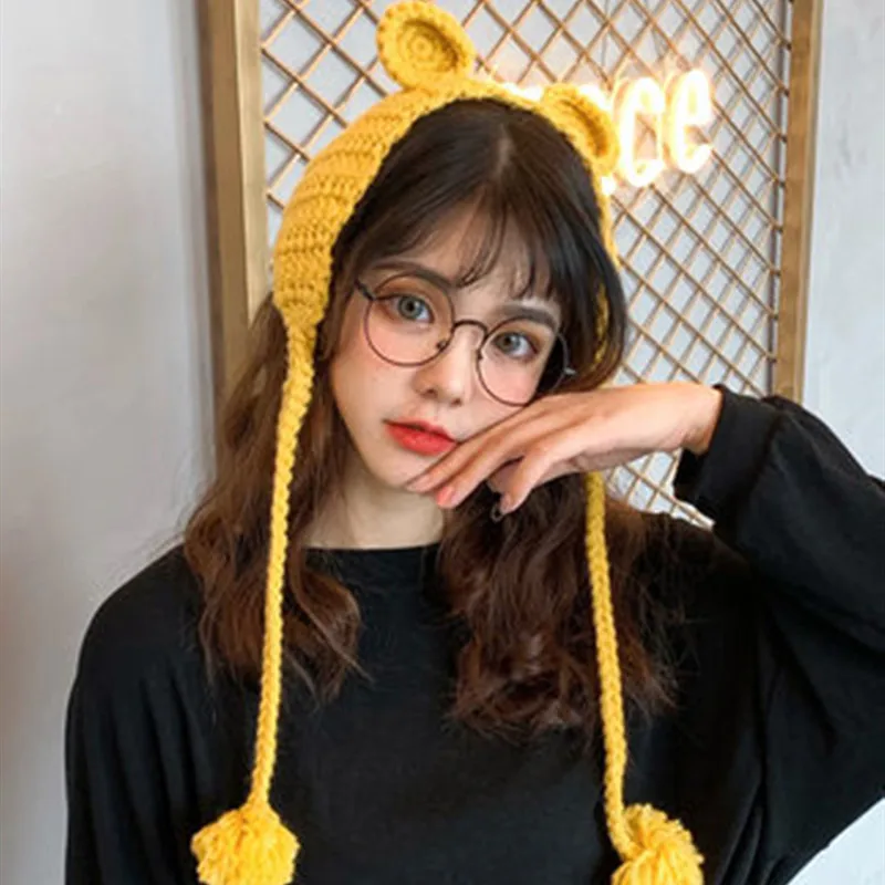 

Cat Ear Protector Female Sweet and Lovely Korean Winter Edition Winter South Korea Headset with 100 sets of knitted wool hat
