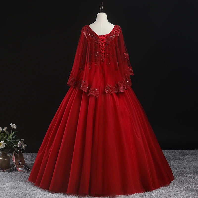 Quinceanera Dress Party Prom Dress Full Sleeve Sexy V-neck Ball Gown Luxury Lace Vintage Quinceanera Dresses