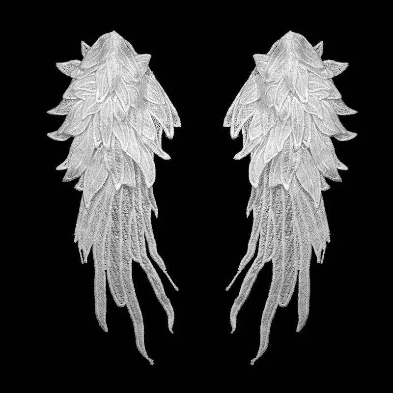 Sewing Patches 2PCS Wings Motif Embroidery Badge 3D Lace Applique Cloth Patches