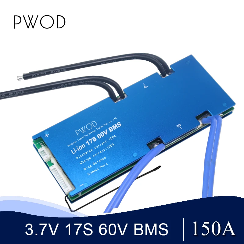 17S 60V Smart BMS 180A 150A 200A ток PCM с функцией баланса для 3 7 V Li-Ion E-bike Golf Cart Solar System Battery Pack |