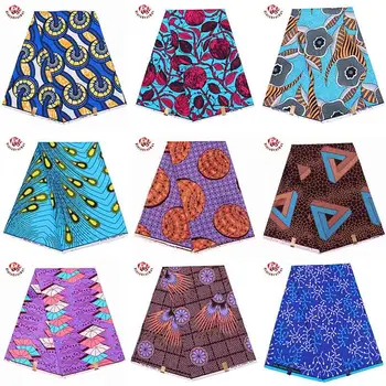

Free shipping Ankara African Wax Veritable Real Wax Fabric Polyester Sewing Dress Material 6yards/One Pieces Z006