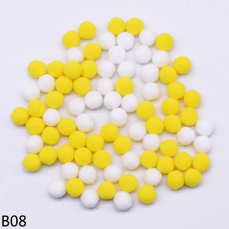 100pcs 15/20/25mm Fluffy Soft Pompom Ball DIY Handmade Kid Toy Doll Garment Sewing Material Color Pom Poms Decor Supplies Crafts