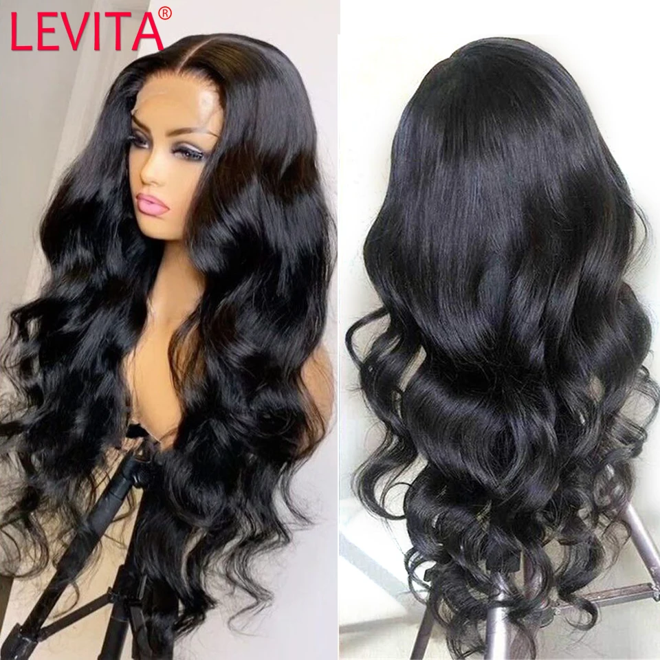 Venta al por mayor cuerpo onda de encaje frontal 4x4 de cierre de encaje peluca frontal de 30 pulgadas de encaje brasileño frente largo pelucas de cabello humano para las mujeres negras