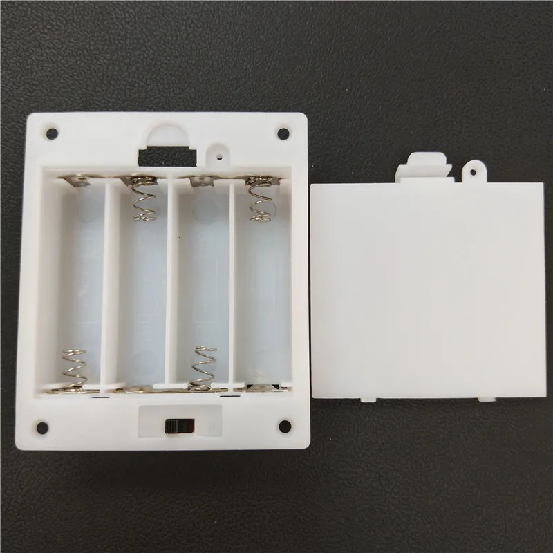 500 개/몫 4x1.5V AA 직사각형 임베디드 배터리 홀더 보관함 케이스 스위치 4 슬롯 6V AA 배터리 쉘 커버