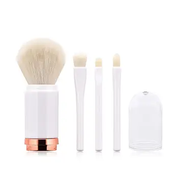 

4 in 1 Makeup Brush Loose Paint Short Hair Round Brush Flat Brush Set With Aluminum Handle Eyeshadow Foundation Brush