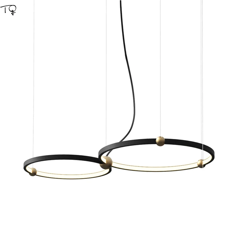 Billige Einfache Moderne Kunst Kreis Metall Ring Anhänger Lichter Minimalist Nordic Led Hängen Lampe Esszimmer Restaurant Wohnzimmer Speichert