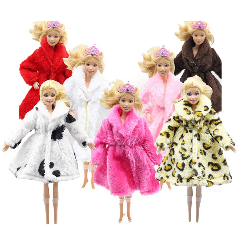 Кукла аксессуары зимняя одежда теплое пальто с мехом платье Одежда для куклы-Барби Кукла из меха Одежда для кукла, детская игрушка