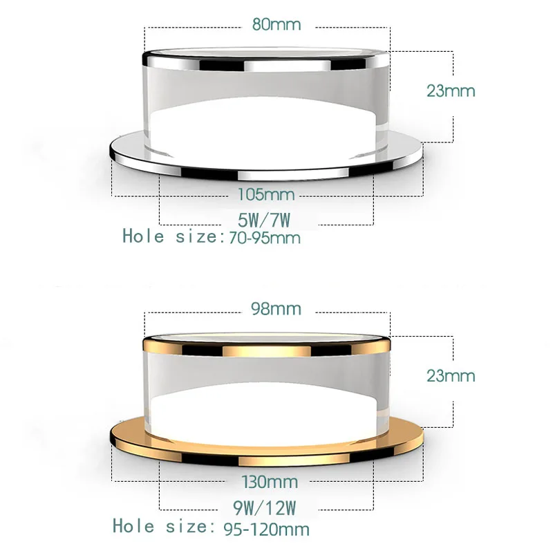 Description Picture 2 of itemCrystal Recessed Ceiling Downlight Lamp Led Lights 220V 230V 5W 7W 9W 12w Spotlight Bulbs Fixtures Indoor Lighting