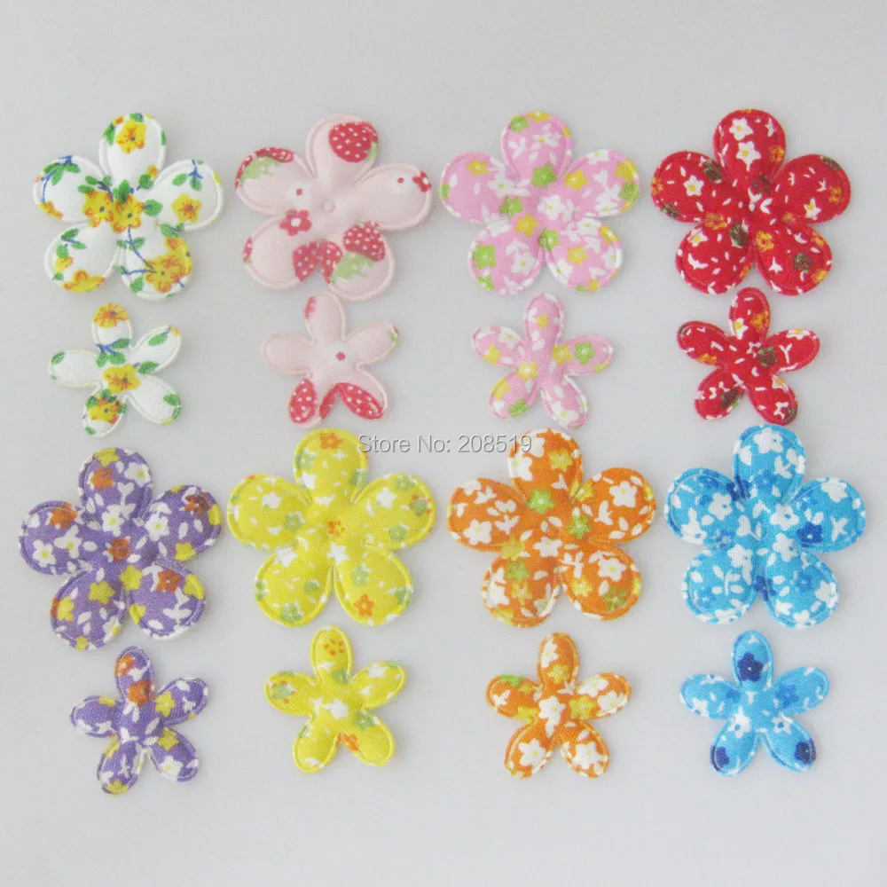 

PANOVW 200pcs Padded Satin Fabric Patches Floral 25MM/35MM Flower Appliques 8 Colors DIY Craft Scrapbooking Ornament
