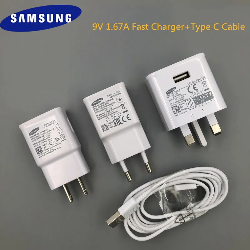 

Original Samsung 9V 1.67A US/EU/UK Adaptive Fast Charger and Type C Cable For Galaxy a7 2018 a70 a60 a50 a40 note 8 9 s8 s9 s10