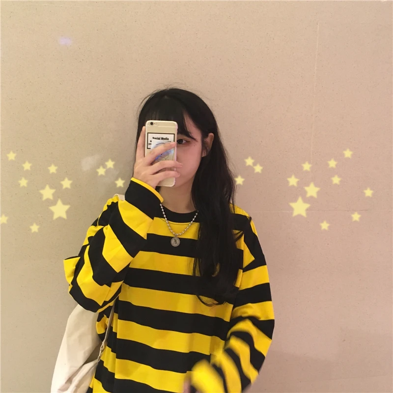 Корейский ulzzang студентов Harajuku негабаритных полос ленивый ветер Забавные Зимние Теплые Топы повседневные с длинными рукавами bf женские свитера