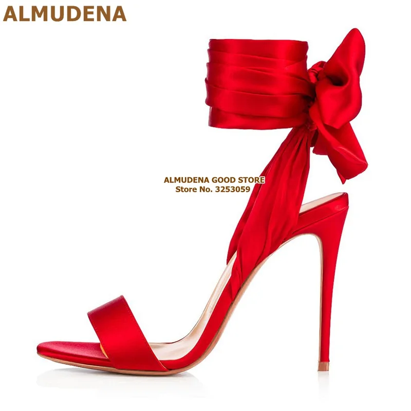 红色黑色色丁布后跟大蝴蝶结系带凉鞋尖头单鞋CL款 (10)