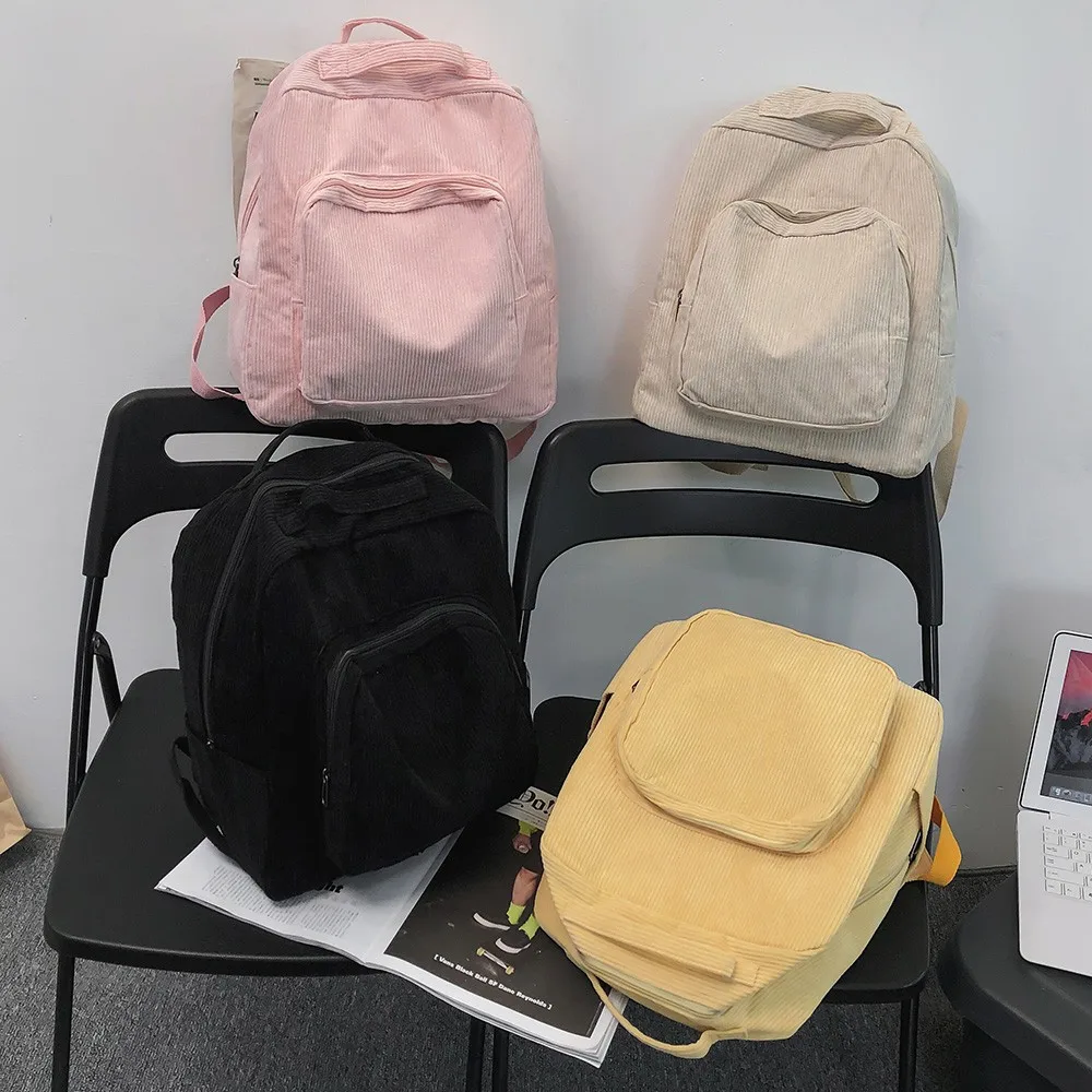 2021 Backpack Corduroy Laptop Backpack Female Travel Backpack College Student Schoolbag  Backpacks for Women