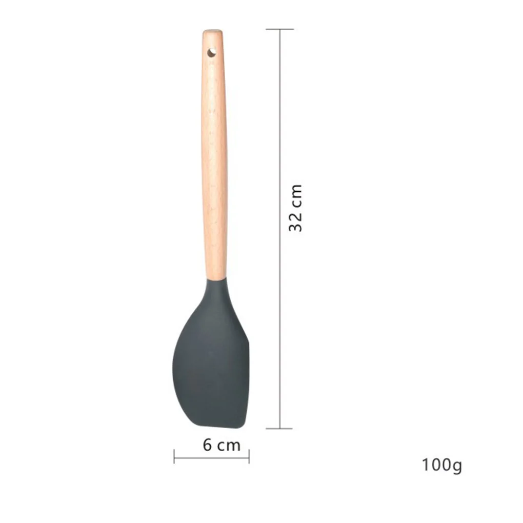 Силиконовые кухонные инструменты кухонные наборы суповая ложка лопатка антипригарная лопата с деревянной ручкой специальный термостойкий дизайн
