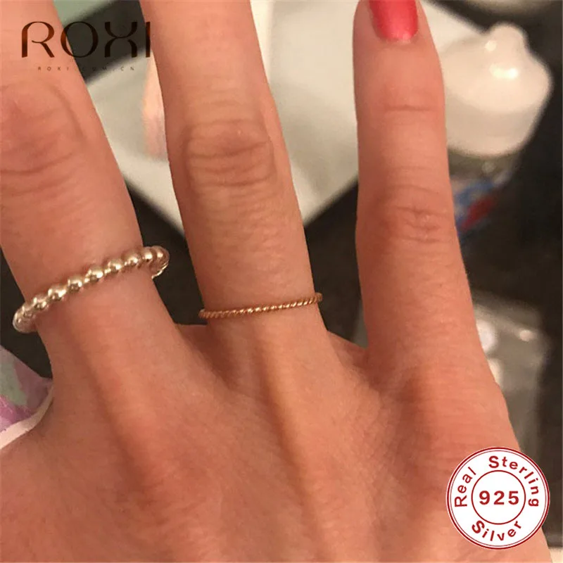 ROXI Серебро 925 пробы, тонкое кольцо, скручивающаяся веревка, обручальные кольца для женщин, простые круглые брендовые кольца, обручальные подарки