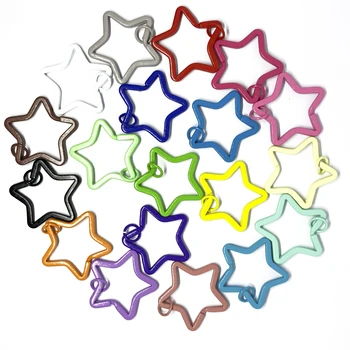 

10pc/lot 19 Colors Start shape DIY Metal Key Holder Split Rings Unisex Keyring Keychain Accessories Keychain Making Accessories