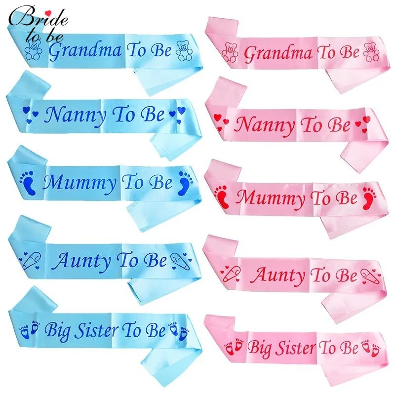 

Baby Shower Sash Party Decoration Mom To Be/Grandma/Auntie/Nanny/Big Sister Sash Satin With Glitter Baby Shower Party Supplies