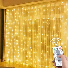 Cortina de luces LED de 3x3M, guirnalda de luces de hadas de Navidad, hogar al aire libre, decoración de boda/fiesta/jardín, 3x1M