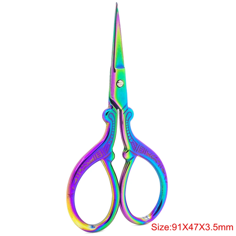 01-9cm Colorful Винтажные ножницы из нержавеющей стали для шитья, резак для ткани, ножницы для вышивания, портновские ножницы, нитевые инструменты для ножниц для шитья - Цвет: 01-9cm Colorful