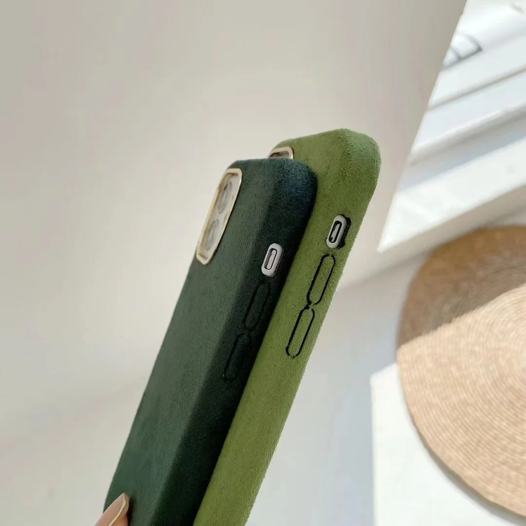 Luxury Warm Suitable For Winter Cashmere Leather Phone Case For iPhone 11 12 13 Pro Max Supercar Interior Business Style Cover