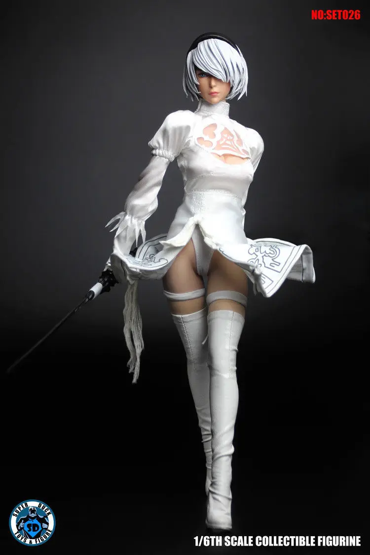 SET026 Супер утка 1/6 SDH018 A/B/C красота бледная кожа девушка голова лепить женские длинные светлые волосы F 12 ''бледная фигура тела - Цвет: SET026