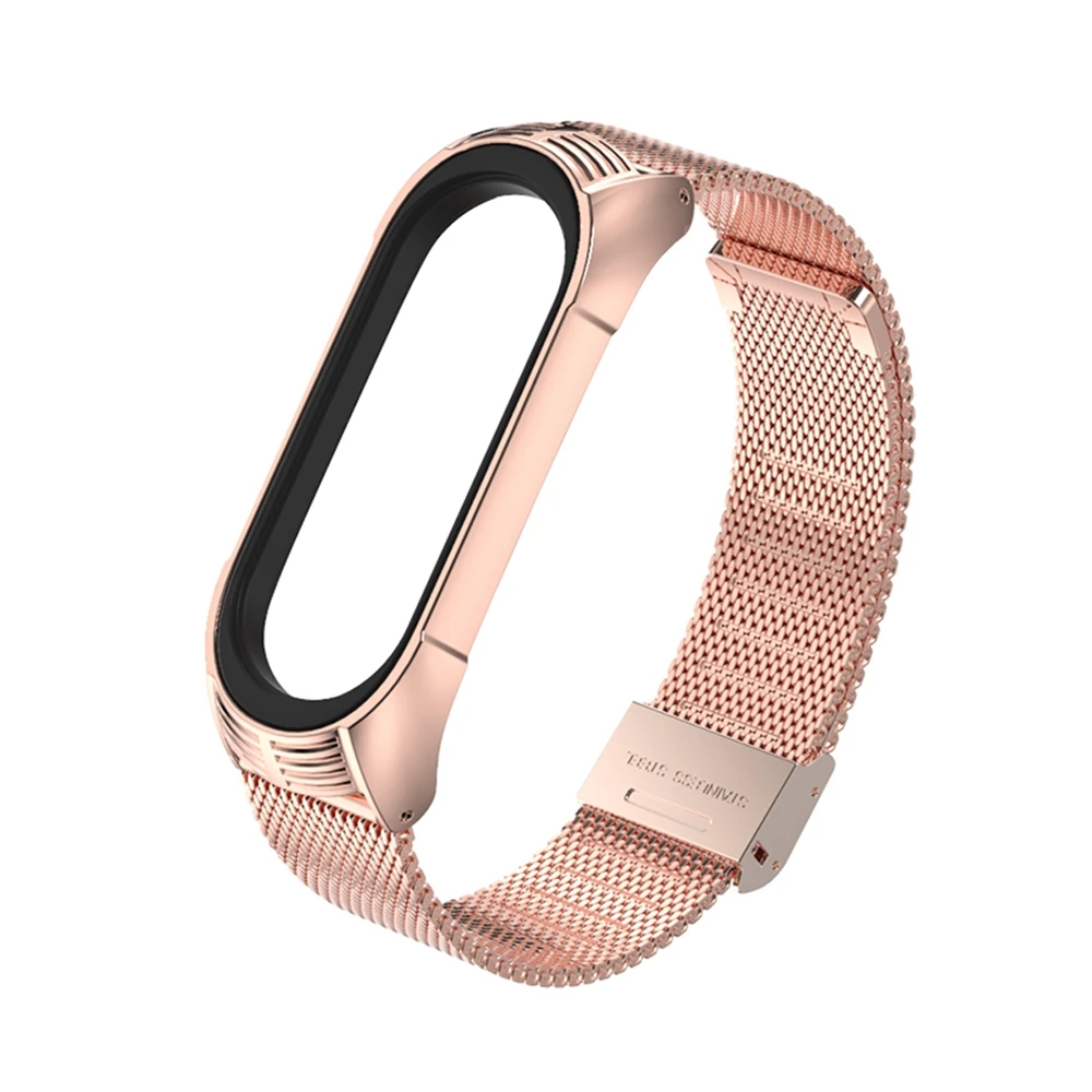 Rose Gold Браслет mi jobs для Xiaomi mi Band 4 3 Smartband TF mi lan браслет для Xiaomi mi band 3 ремешок mi Band 4 Металлический Безвинтовой ремешок - Цвет: Rose Gold
