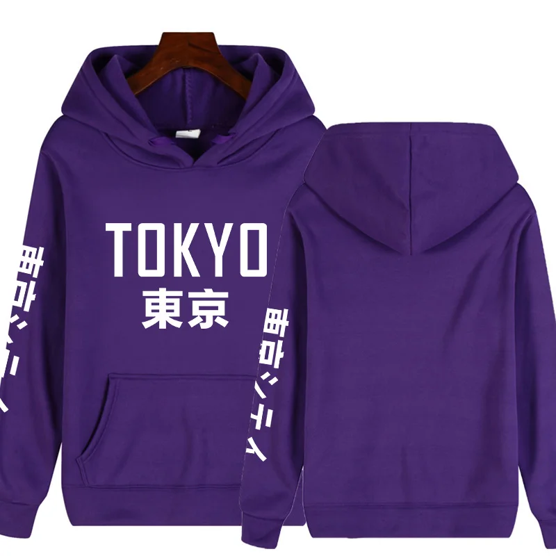 purple Новое поступление, толстовки в японском стиле Харадзюку, пуловер с принтом в виде города Токко, свитер в стиле хип-хоп, уличная одежда 2XL размера плюс - Цвет: purple