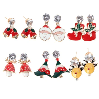 

6 Pairs Fashion Earring Christmas Theme Ear Stud Ear Ring Earrings Ear Decor