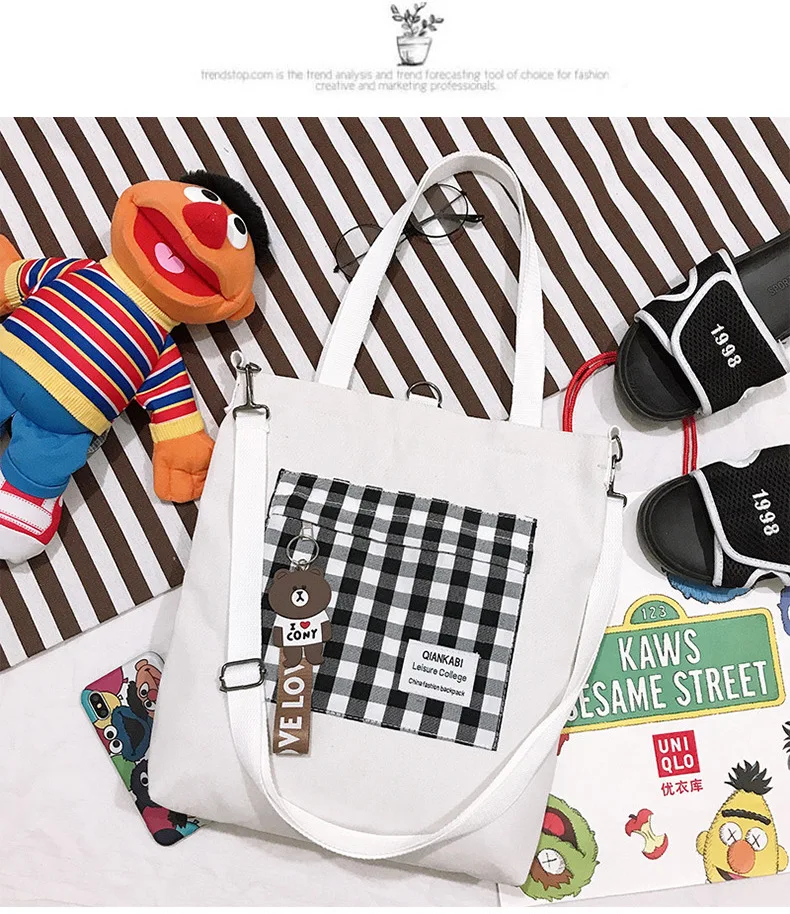 Multi-Purpose INS-Style Shoulder Canvas Bag Shoulder Women's Shoulder Korean-style Toth WOMEN'S Bag Students bu xi dai