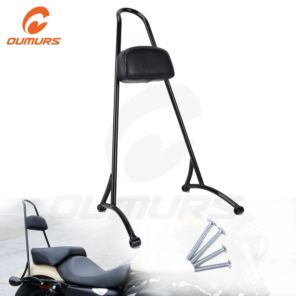 

OUMURS Motorcycle Passenger Sissy Bar Backrest Cushion Pad Black For Harley Harley Iron Sportster XL883 XL1200 48 72 2004-2018