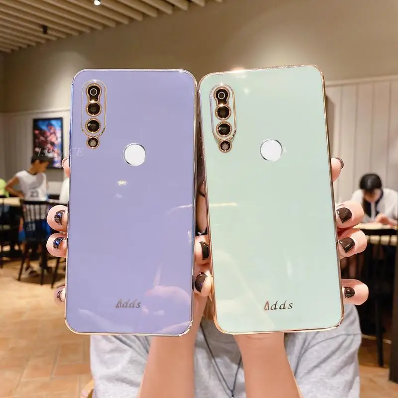 Квадратный роскошный силиконовый чехол с покрытием для телефона Huawei Honor 10 Lite 20 Pro