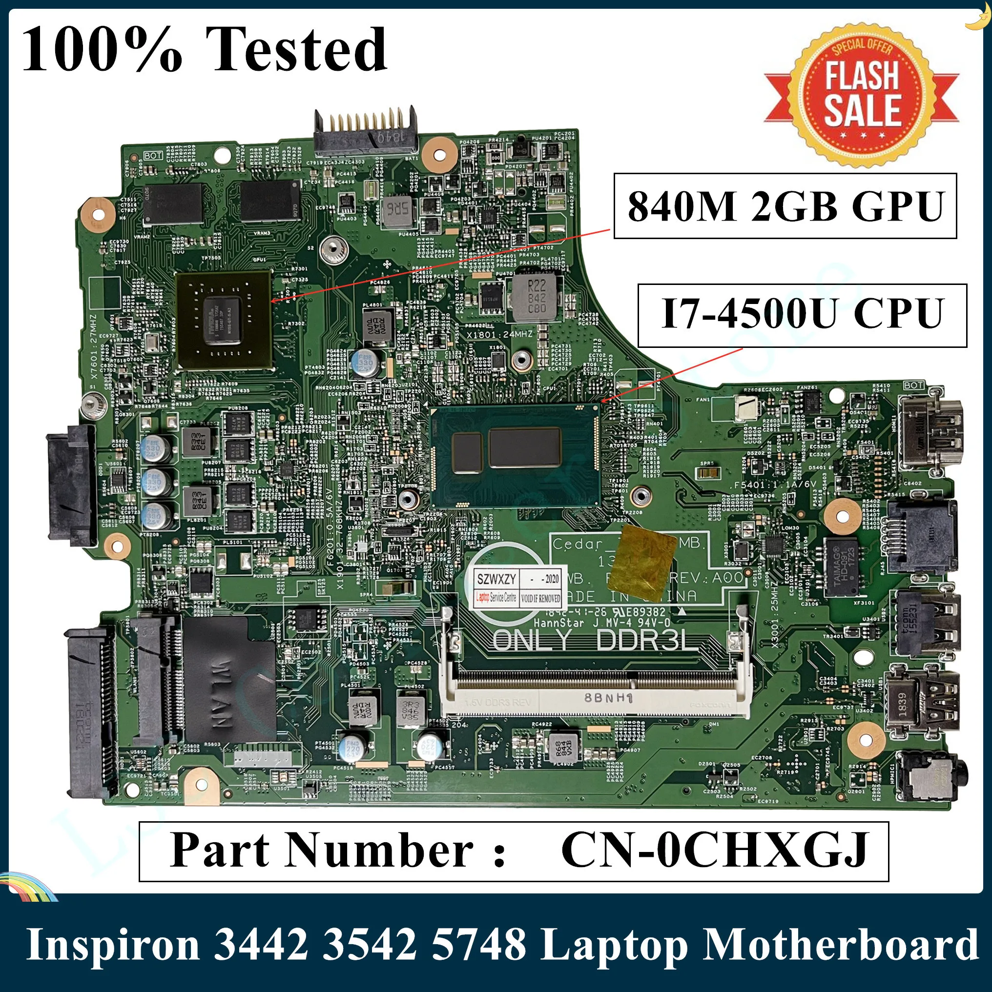 СОП для DELL Inspiron 3442 3542 5748 Материнская плата ноутбука CHXGJ 0CHXGJ CN-0CHXGJ I7-4500U 13269-1 840 м 2 Гб