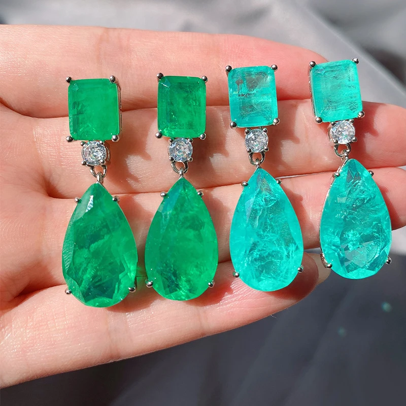 

Funmode Water Drop Green Blue Rhinestone Cubic Zircon Drop Earring Gold Jewelry aretes de mujer modernos FE358