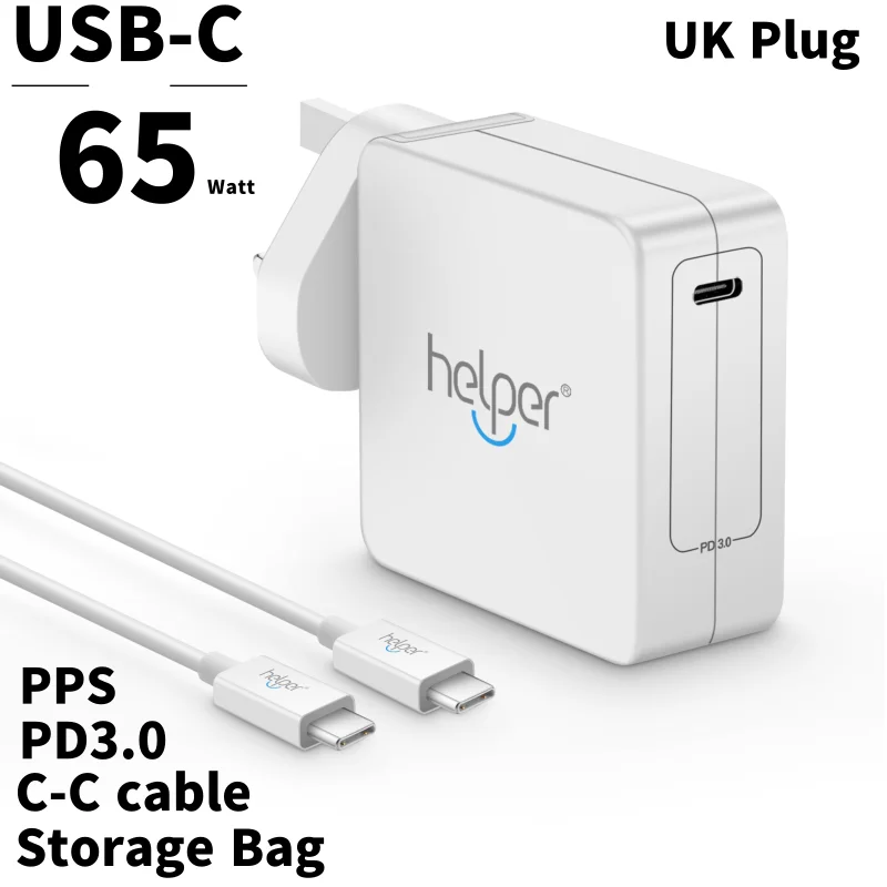  65W USB Type C PD3.0 Quick Charger UK Plug Adapter Charger for MacBook Pro 13 15 16 inch XiaoMi Air