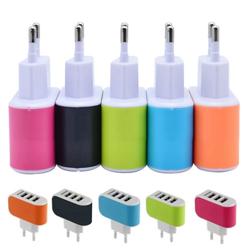 Mini USB Port Adapter EU Plug Charger for Samsung iPhone Mobile Phones PP Flame Retardant Shell 3 USB Ports Charger for Huawei|Mobile Phone Chargers| - AliExpress