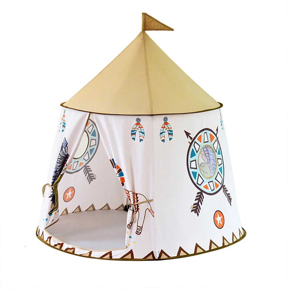 Детская складная палатка Tipi для детей, Детский игровой домик, вигвам, Замок принцессы, вигвам, Детская палатка с флагом, детская комната, игрушка