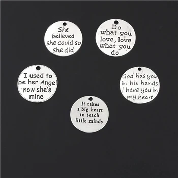 

10pcs Mix Silver Color Round Charms She Believed She Could So She Did Massage Pendant DIY Handmade Jewelry Accessorie M196