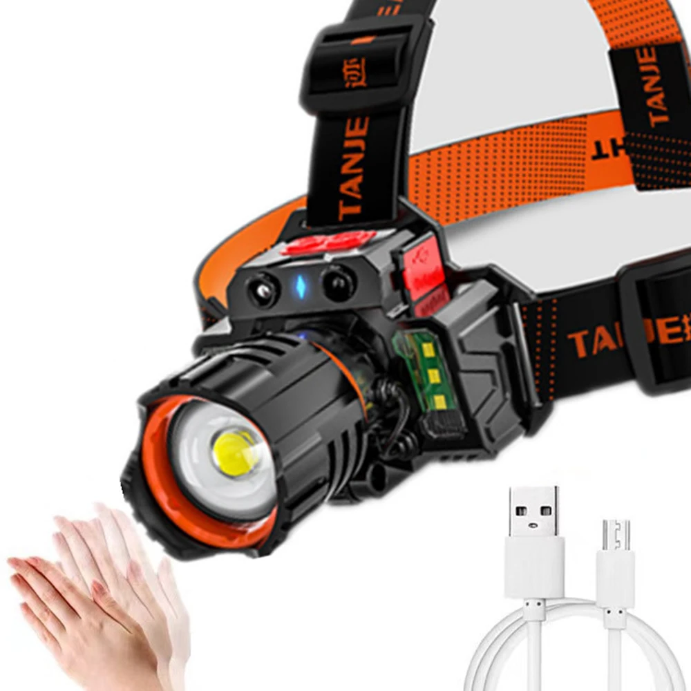 

Rechargeable Sensor LED Headlamp Zoom Fishing Headlamp Torch Outdoor Super Bright Headlamp Waterproof Camping Hunting Head Lamp