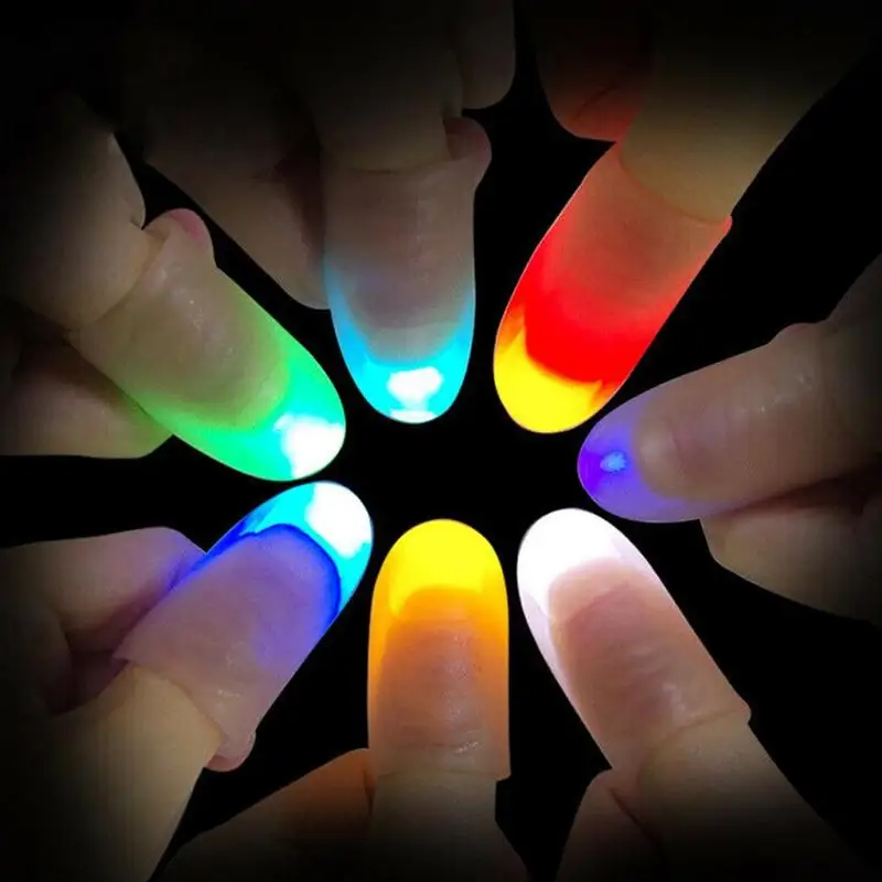 2 шт. волшебные светящиеся пальцы кончики пальцев трюк появляющийся свет крупным